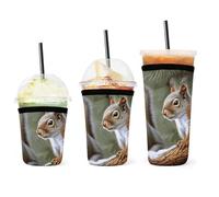 Little Squirrel - Confezione da 3 manicotti isolanti riutilizzabili in neoprene per bevande fredde, universali, per bottiglie di birra e caffè freddo