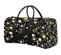 Little Stars - Borsone da viaggio, giallo e nero, borsa da palestra, pieghevole, per la notte, per donne e uomini, Piccole stelle, 17.4(L) x 8.3(W) x 9.5(H) inch
