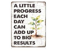 Little Steps Lead Far Metal Tin Sign Daily Progress 12x8 Inch