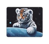 Little Tiger in Space - Tappetino per mouse dal design personalizzato, impermeabile, lavabile, con base in gomma antiscivolo, quadrato, per laptop, ufficio, casa, 25,4 x 30,5 cm