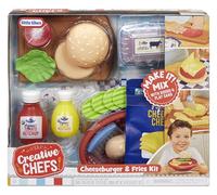 Little Tikes Creative Chefs Cheeseburger and Fries Kit - Include kit di miscelazione e 22 accessori realistici, set di cucina per gioco, non commestibile, Età 3+