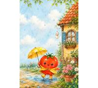 Little Tomato Rain Melody: Cute Joy Journal: 6x9 Lined Notebook featuring Cute Tomato with Yellow Umbrella | 120 Pages Cozy Rainy Day & Garden Aesthetic Diary for Writing