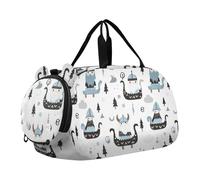 Little Vikings, borsa da palestra scandinava alla moda per bambini, con scomparto per scarpe, grande capacità, per viaggi, sport, borsone e weekend
