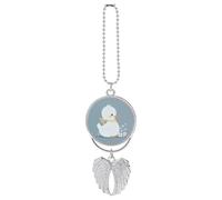 Little White Duck Car Hanging Ornament Rear View Mirror Pendant Lucky Presents Hanging Ornament Funny Car Pendant for Office Auto Home Decoration Silver style
