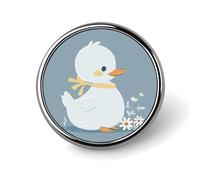 Little White Duck Round Badge carino smalto spilla personalizzata abbigliamento decorazione unisex porta badge cappelli borse camicie decorazione
