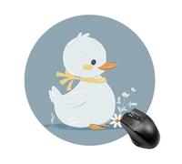 Little White Duck - Tappetino per mouse rotondo, per gaming, ad alta densità, portatile, comodo, per scrivania, casa, ufficio, 19 x 20 cm