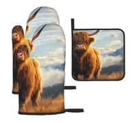 Little Yaks On The Grassland Peaks Guanti da cucina colorati resistenti al calore, cuscinetti caldi, simpatici panettiere, regali da cucina per amanti della cucina cuochi mamma