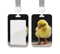 Little Yellow Chicken ID badge con cordino impermeabile porta chiavi porta carte d'identità con finestra trasparente per nome, per donne e uomini, lavoro, ufficio, dottore, infermiere