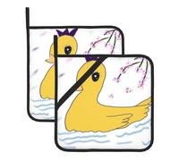 Little Yellow Duck Picture Square Insulated Pot Set di 2 portaoggetti resistenti al calore Tappetini da cucina anti-scottatura e isolamento termico 8x8 pollici