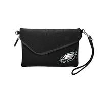 Littlearth - NFL Philadelphia Eagles fold over tracolla da donna borsetta, nero, 22,9 x 15,2 x 2,5 cm