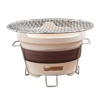 Littlebedd Stufa a legna piccola stufa da campeggio portatile griglia a carbone ventilata rotonda griglia a carbone per fare il tè con griglia in ferro e rete per feste in casa campeggio barbecue