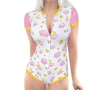 LittleForBig Cotone Pagliaccetto Onesia Pigiama Anteriore Bottone Body - Bambino Addormentarsi, Colore: rosa., XXXL