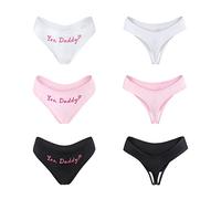LittleForBig Donne Morbido Cotone Underwear Confortevole Slip Hipster Set da 3 Perizoma Mutandine -Yes Daddy L
