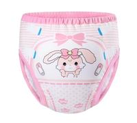 LittleForBig Morbido Cotone Intimo Comodi Lavabili Riutilizzabili Pantaloni Da Allenamento Per Adulti - Baby Usagi Rosa S