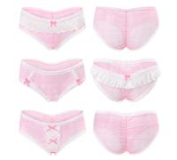LittleForBig Set di 3 mutandine da donna, in rete morbida, in pizzo, comode da donna, colore rosa