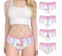 LittleForBig Set di 4 mutandine da donna in cotone morbido e comodo, slip hipster "Oopsi", Colore: rosa., M