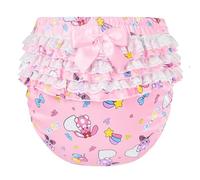 LittleForBig Seta Lavabile Riutilizzabile Impermeabile Fiocco In Pizzo Volantino Bella In Bambino Usagi & Bella Modello Sopra Adulto Pannolino Copertura Rosa M