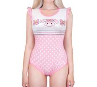 LittleForBig Tuta intera a pigiama senza maniche, con balze, in seta, vintage, rosa, M