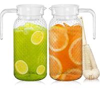 Littlegaofeithing 2Pcs 1 Liter Water Decanter, Brocca di plastica Design moderno a goccia, brocca di plastica con coperchio e manico, per infusore di frutta, tè freddo, caffè caldo, latte