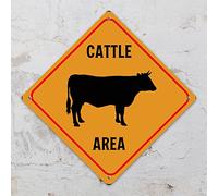 LITTLEGROVE SEEDS Segnale di avvertimento per la mucca e l'attraversamento di bestiame, cartello stradale con scritta "Caution Cattle CowXing", cartello stradale in metallo per interni ed esterni