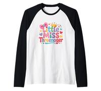 LittleMiss Threenager Threenager Bambina Compleanno 3 Anni Maglia con Maniche Raglan