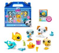 Littlest Pet Shop - Set del tema Spiaggia - 5 animali e accessori - Licenza ufficiale - Coffret giocattolo animali carini - Miniature - Giocattolo per bambini 4 anni e + - BF00517
