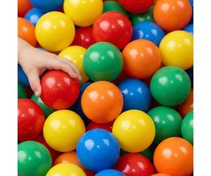 LittleTom 700 Palline Colorate Ø 6 cm di Diametro | Palline di plastica Gioco per Bambini Prima Infanzia per riempire Piscine Tende | 5 Colori Misti Giallo Rosso Blu Verde Arancione | Alta qualità