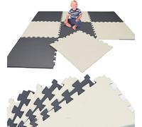 LittleTom 8 Pezzi Tappeto Gioco per Bambini in Piastrelle EVA 50x50 cm - Pavimento Morbido e Antiscivolo per Bimbi - Superficie Puzzle Protettiva Ideale per la Cameretta dei Piccoli e Gioco a Terra
