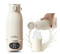 LittLoo Scalda biberon portatile wireless, scalda biberon da viaggio - 500 ml - USB-C e ricarica rapida - Temperatura regolabile - Latte materno - Funzione di pastorizzazione - Viaggio, auto, notte