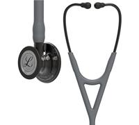 3M Littmann Stetoscopio diagnostico Cardiology IV, testina con finitura altamente lucidata nerofumo, tubo auricolare grigio, connettore e archetto nerofumo, 69 cm, 6238