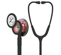 3M Littmann Stetoscopio per il monitoraggio Classic III, testina con finitura arcobaleno, connettore e archetto neri, tubo auricolare nero, 69 cm, 5870