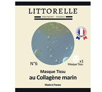 Littorelle - 1x Maschera Viso di Tessuto imbevuto di Siero Idratante al Collagene e Vitamina E - Prodotto in Francia - Anti-rughe, Idratante e Rimpolpante - Tutti i Tipi di Pelle