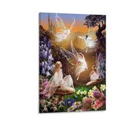 LITTPU Fairy Magic Artwork Enchanted Garden Poster Fantasy Wall Art Ethereal Fairy Dance Stampa floreale Dreamscape Decor Whimsical Tale Home Decor Nature Inspired Art Gift 20,3 x 30,5 cm con cornice