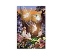 LITTPU Fairy Magic Artwork Enchanted Garden Poster Fantasy Wall Art Ethereal Fairy Dance Stampa floreale Dreamscape Decor Whimsical Tale Home Decor Nature Inspired Art Gift 30,5 x 45,7 cm senza
