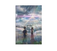 LITTPU Poster a tema anime con due bambini che guardano il tramonto, stampa artistica da parete estetica per la casa, scena della natura, opera d'arte ispiratrice per vibrazioni giovanili, idea regalo