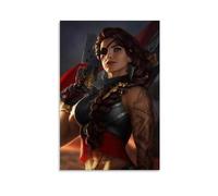 LITTPU Poster con donna guerriera feroce, stampa artistica digitale, decorazione da parete, personaggio d'azione, gioco artistico, colori vivaci, regalo unico per giocatori, decorazione per la casa