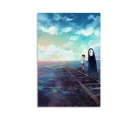 LITTPU Poster con paesaggio anime, stampa artistica da parete, scena stravagante con nuvole e personaggi, decorazione estetica da sogno per soggiorno o camera da letto, regalo unico, 30,5 x 45,7 cm