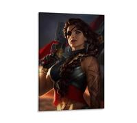 LITTPU Poster con stampa digitale di donna guerriera feroce, decorazione da parete fantasy, personaggio d'azione, gioco artistico, colori vivaci, regalo unico per giocatori, decorazione per la casa