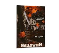 LITTPU Poster di Halloween Art Horror Decorazione da parete con foglie autunnali Stampa Vintage Movie Artwork Spooky Home Decor Michael Myers Arte a tema Raccapricciante Decorazione di Halloween