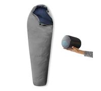 Litume Sacco a Pelo Ultra Compatto per Estate e 3 Stagioni, 700+ Fill Power in Piuma, Ultra-Leggero e Portatile, Stile Mummia, 3-15°C per Escursionismo, Viaggi, Campeggio e Trekking(Grigio)