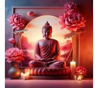 Lituor Diamond Painting Statua del loto,5D Round 85x85 cm Diamond Painting Kit Completo per Adulti,DIY Strass Statua del loto Diamond Painting Ricamo a Punto Croce Arts Craft per Pareti Decorazione