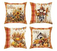 Lituor Federe Cuscini Divano 40x40 cm Zucca autunnale,Decorativi Quadrato Morbido Copricuscini,Set di 4 Fodera Cuscini Paesaggio per Soggiorno Camera da Letto Giardino all'aperto Decor