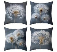 Lituor Federe Cuscini Divano 55x55 cm Set di 4 Dente di leone Copricuscini In Velluto Decorativi Fiore Fodere per Cuscini Quadrato per Cuscino Letto Casa Decorazione