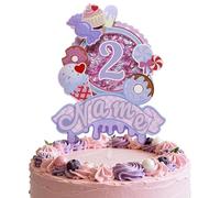 Litvana Topper per torta personalizzato con numeri e lettere sostituibili per feste di compleanno forniture gelato caramelle glitter e tema costruzione