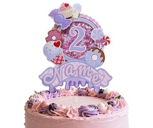 Litvana Topper per torta personalizzato con numeri e lettere sostituibili per feste di compleanno forniture gelato caramelle glitter e tema costruzione