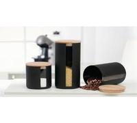 Litzenhoff & Breker Storage Glass "Jytte Schwarz", 0,6 L fatto di vetro nero, coperchio in legno di faggio con silicone - 3 pez