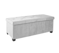 LITZFUR Panca ottomana con contenitore, 100 cm, pieghevole, con gambe, poggiapiedi in velluto, panca terminale letto, cassettiera portaoggetti per soggiorno, camera da letto (grigio)