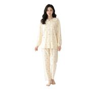LITZO Vestito da notte coreano da donna, pigiama coreano, camicia da notte coreana, biancheria da notte da donna, girocollo, mezza manica, abbigliamento da notte quotidiano (L-234-237), Giallo chiaro