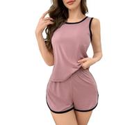 LITZO Vestito da notte coreano da donna, pigiama coreano, camicia da notte coreana, biancheria da notte da donna, girocollo, mezza manica, abbigliamento da notte quotidiano (L-163-167), rosa scuro, 46