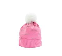 LIU.JO Berretto con pompon, logo, strass, rosa, Colore: rosa., Taglia unica